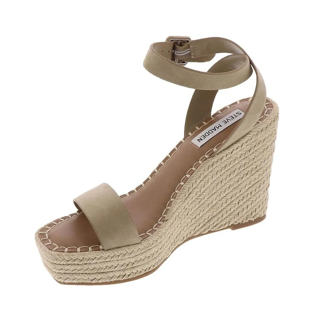 Steve Madden‎ Women's Upstage Wedge Sandal, Tan Suede, Size 10